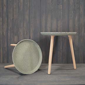 Set Of Two Earthy Sage Bamboo Terrazzo Side Table detail page